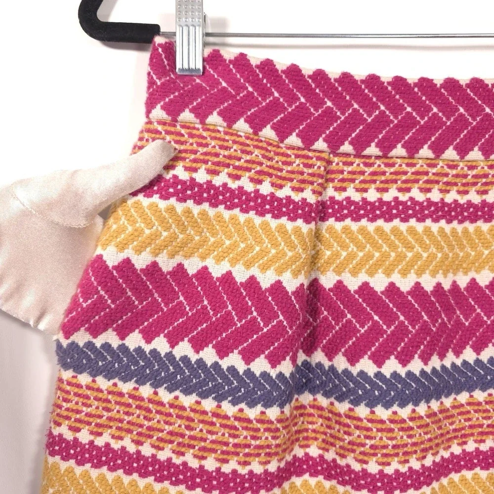 Anthropologie Nomad Morgan Carper Jacquard Mini Skirt MEDIUM Embroidered Pockets